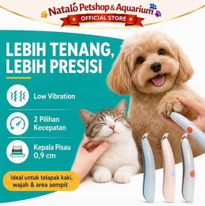 Mesin Cukur Bulu Telapak Kaki Hewan Peliharaan - Pakeway Quiet Electric Pet Hair Paw Trimmer - gambar 2