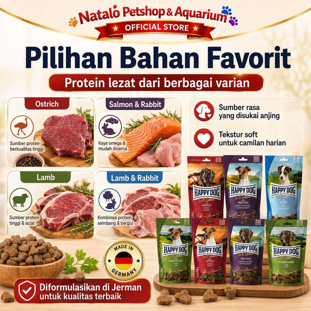 Happy Dog Snack 100GR Supreme Sensbile / Mini Cemilan Jajanan Anjing - gambar 4