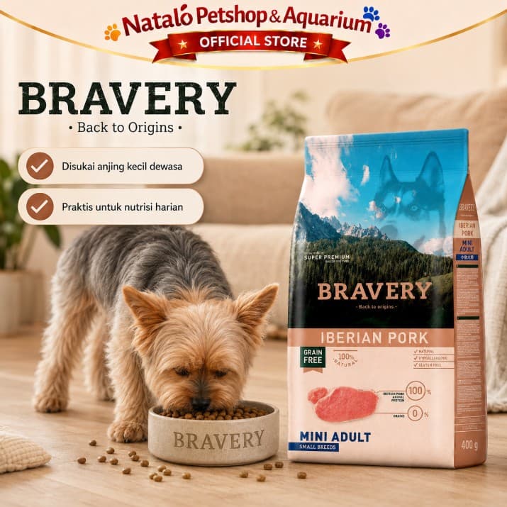 Bravery Mini Adult PORK 400GR Makanan Anjing Small Breed Adult Dog Food Premium Pelet 400 gr - gambar 5