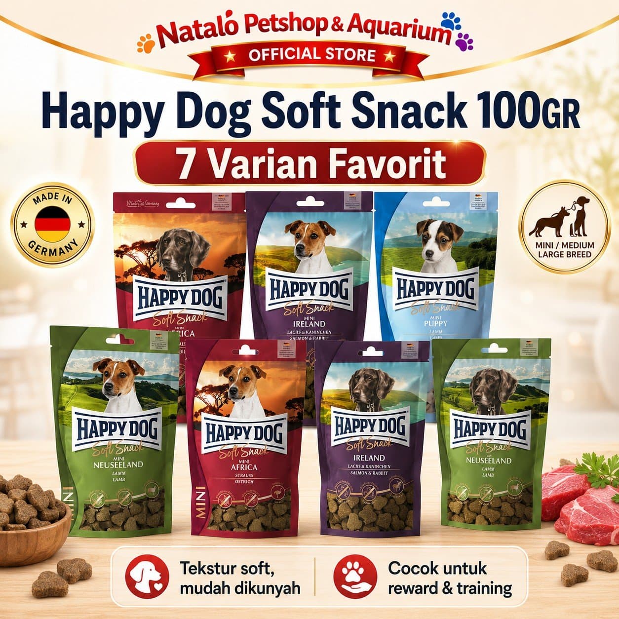 Happy Dog Snack 100GR Supreme Sensbile / Mini Cemilan Jajanan Anjing - gambar 1