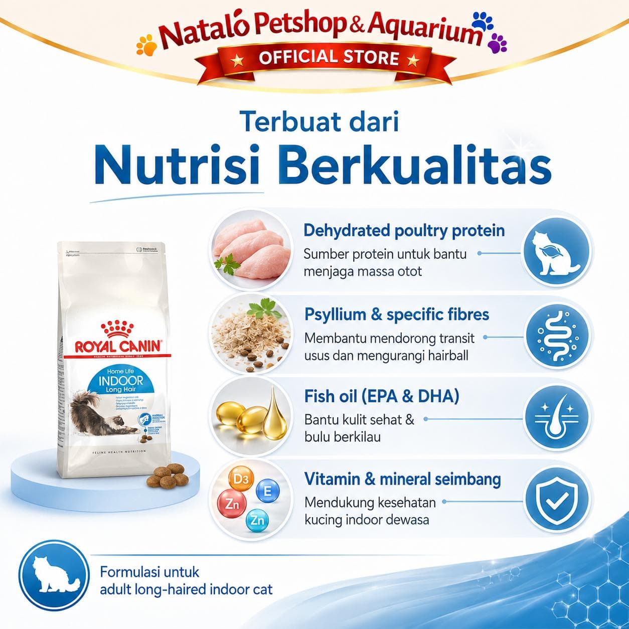 Royal Canin Home Life Indoor Long Hair 2KG Adult Cat Food Longhair - Makanan Kucing Dewasa Bulu Panjang dalam Rumah 2 KG - gambar 4