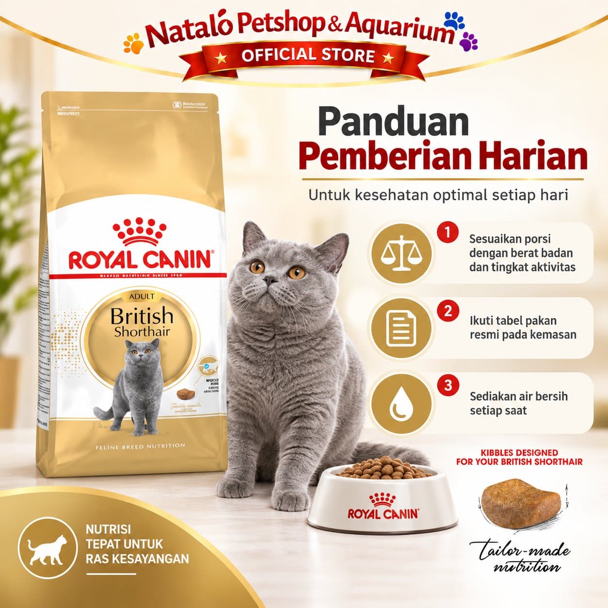Royal Canin Adult British Shorthair 2KG Dry Cat Food - Makanan Kucing Dewasa Ras Britis 2 KG - gambar 3
