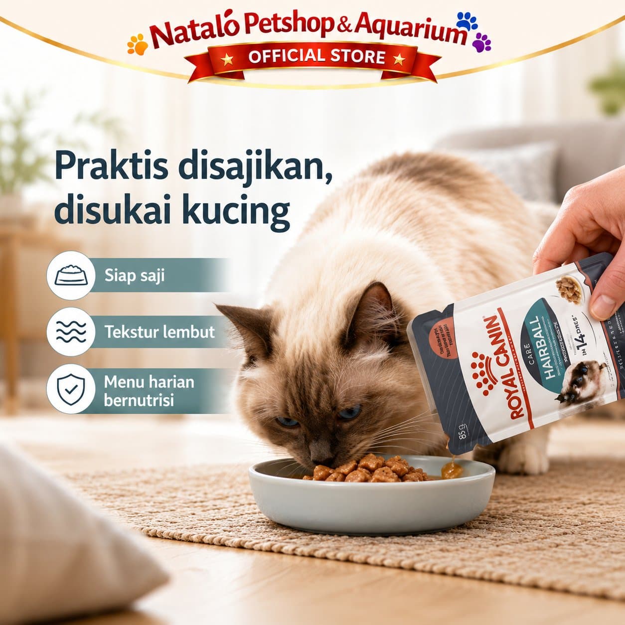 Royal Canin Hairball Care Pouch Cat Wet Food 85GR - Makanan Basah Saset Kucing untuk Hair Ball 85 GR - gambar 5