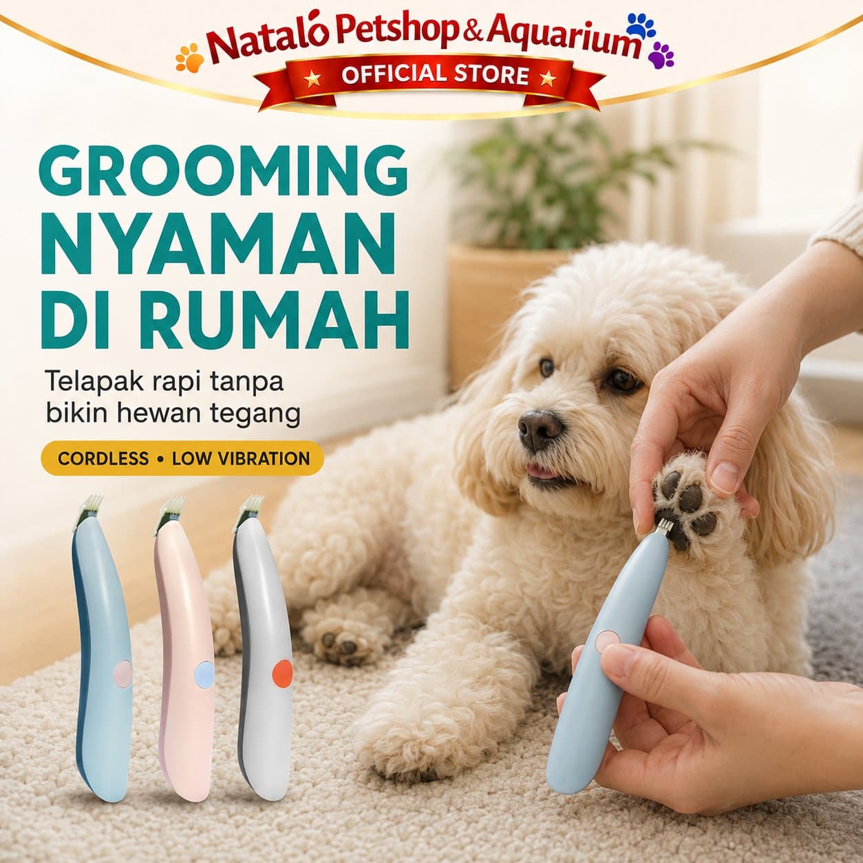 Mesin Cukur Bulu Telapak Kaki Hewan Peliharaan - Pakeway Quiet Electric Pet Hair Paw Trimmer - gambar 6