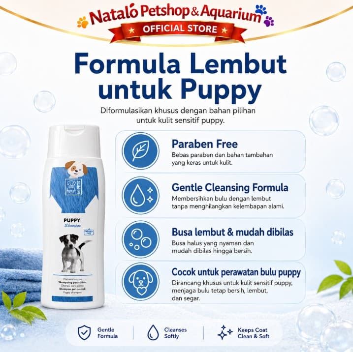 M-Pets Shampoo Dog for PUPPY 250ML - Sampo Anak Anjing / Lembut Bulu Wangi tanpa Pengawet Clean - gambar 4