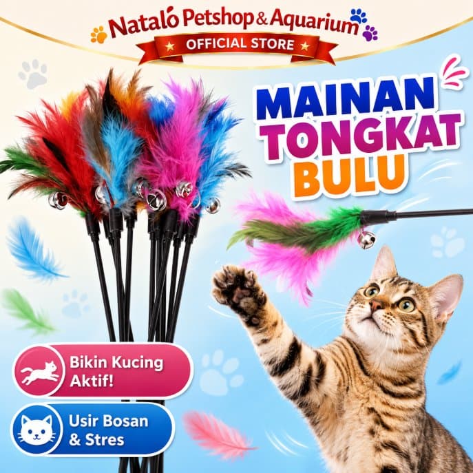 Mainan Tongkat Bulu Kucing / Lucu / Kucing Berdiri / Lonceng Interactive Cat Toy