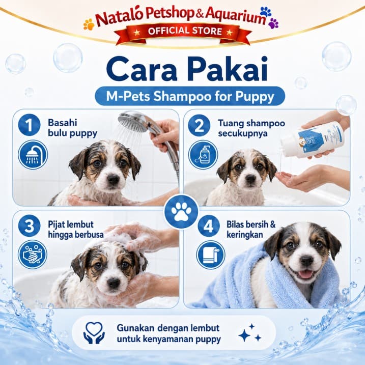 M-Pets Shampoo Dog for PUPPY 250ML - Sampo Anak Anjing / Lembut Bulu Wangi tanpa Pengawet Clean - gambar 3