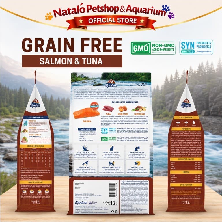 Kaniva Grain Free Salmon and Tuna 1.2KG Dry Cat Food - Holistic Healthy Skin & Coat - Premium Makanan Kucing Kering - Segala Usia Anak Dewasa Adult Kitten 1.2 KG - gambar 3