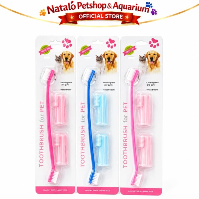 Sikat Gigi Hewan B001 + Sikat Jari | Sikat Gigi Kucing & Anjing | Pet Toothbrush Set Pembersih Gigi Hewan - gambar 6