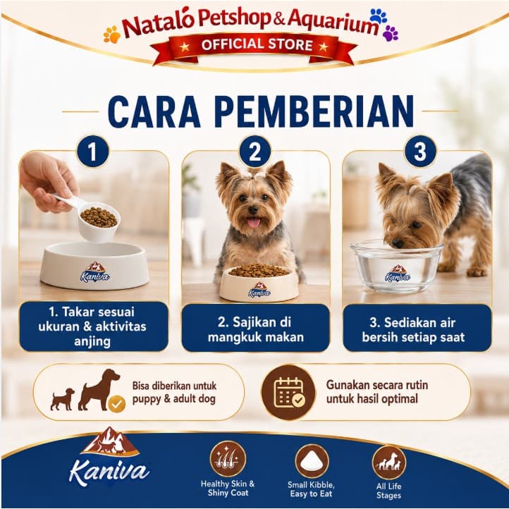 Kaniva Dog Small Breed Skin & Coat 1.3KG Dry Food - All Life Stages - Premium Dry Food / Makanan Anjing Kering Ras Kecil Mini Adult Puppy rasa Salmon Segala Usia Anak Dewasa 1.3 KG - gambar 3