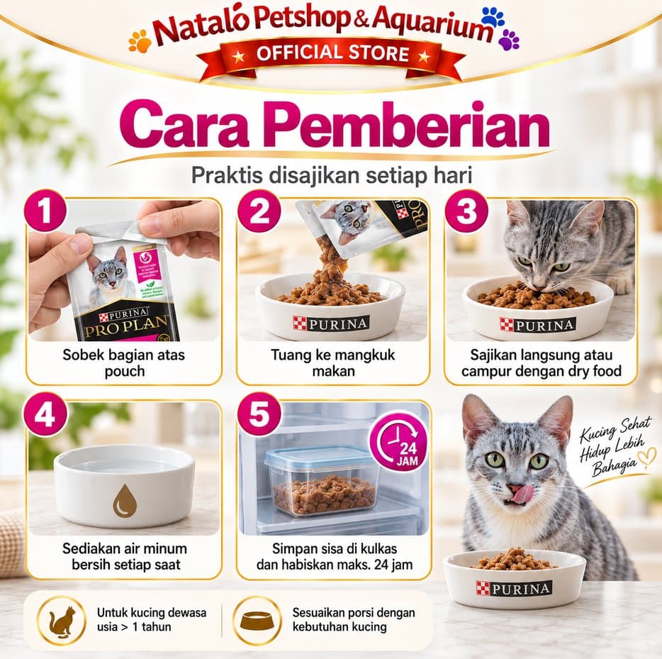 PRO PLAN Pouch Adult Sensitive Skin & Stomach 85gr - Makanan Basah Saset Kucing Dewasa untuk Kulit dan Pencernaan Sensitif Sachet 85 gr - gambar 2