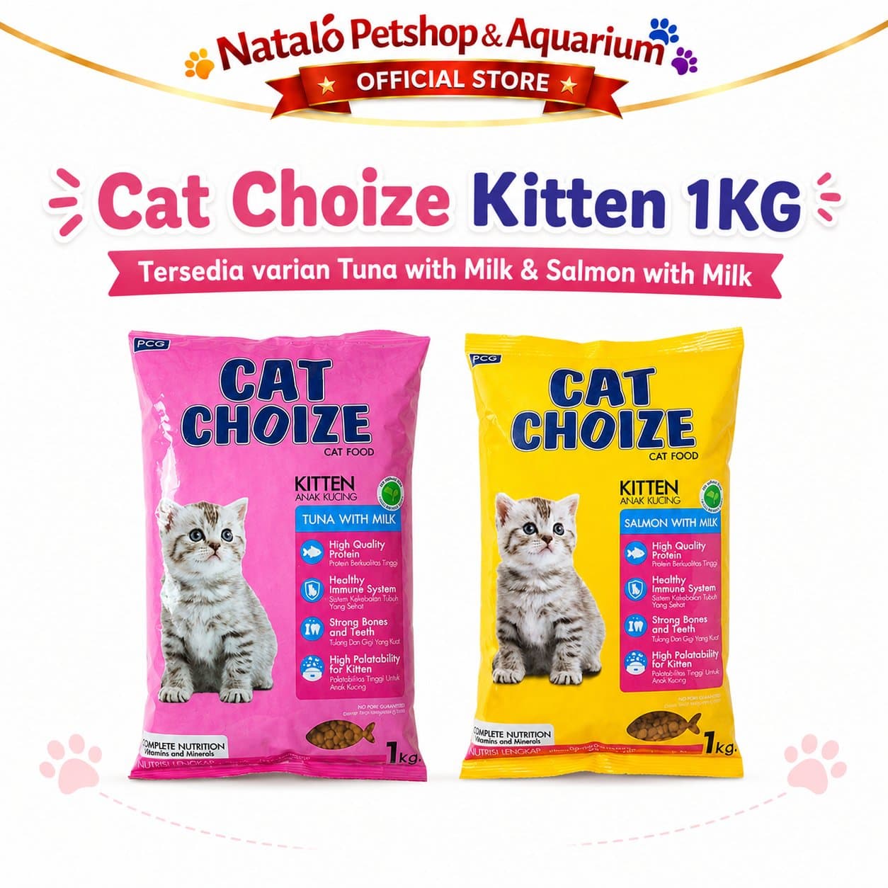 Cat Choize Kitten Tuna / Salmon with Milk 1KG Dry Cat Food - Makanan Kering Anak Kucing 1 KG - gambar 6