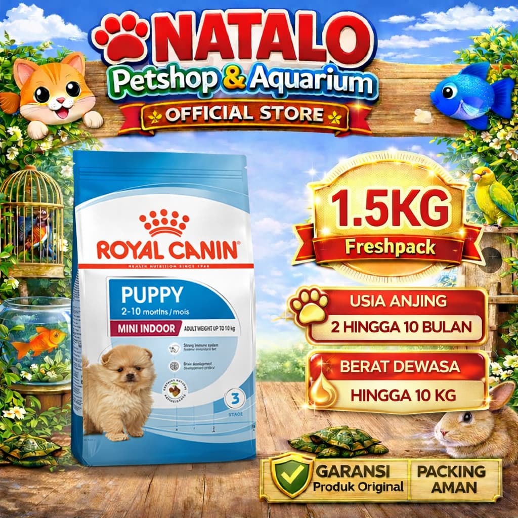 Royal Canin Mini Indoor Puppy Dog Food 1.5KG - Makanan Anak Anjing Kecil dalam Rumah 1.5 KG - gambar 1