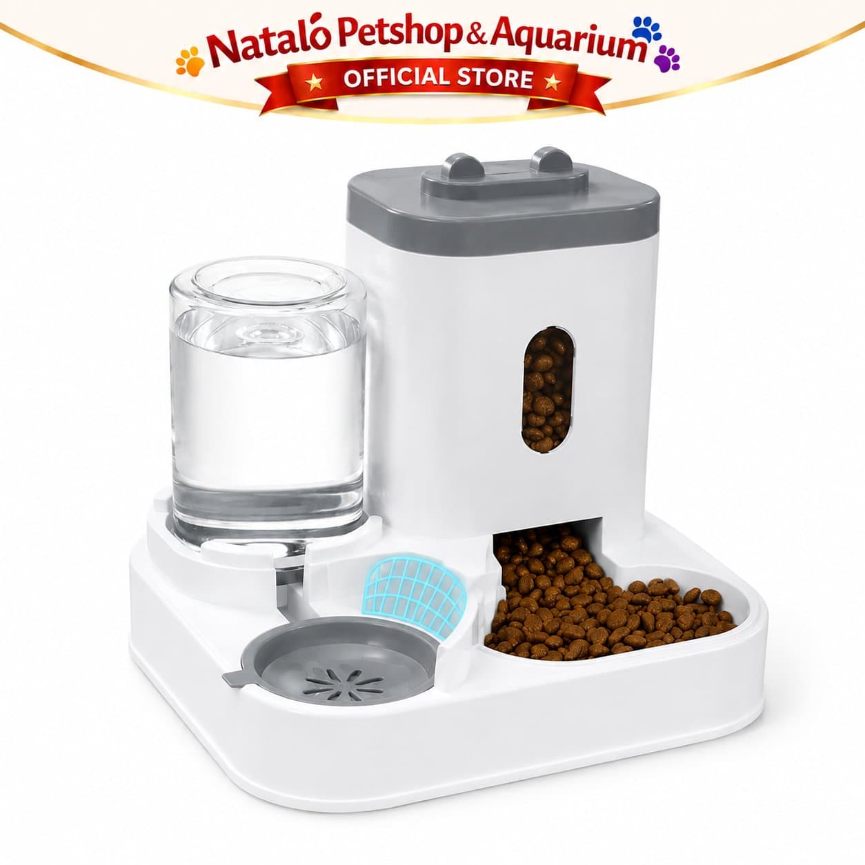 Dispenser 2in1 DC 168 - Tempat Makan Minum Hewan Peliharaan Kucing Anjing Pet Food Water - gambar 6