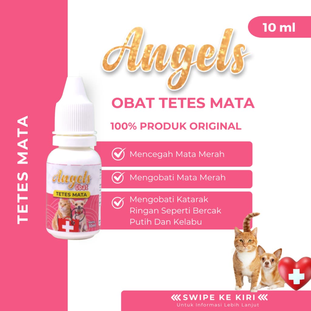 Angels Obat Tetes Mata Hewan 10ML Kucing Anjing Kelinci Eye Drop Mata Merah Katarak - gambar 1