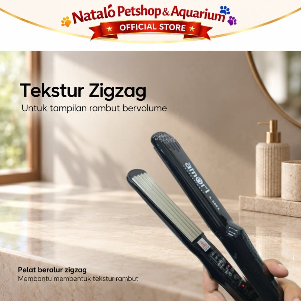 Catokan Rambut AMORI A-588A Baba Genteng Zigzag - Pengembang Rambut, Hair Crimper Atur Suhu - gambar 2