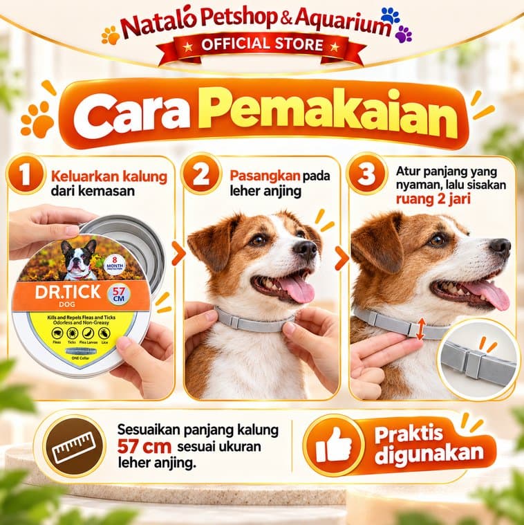 Dr Tick for Dog 57cm Kalung Anti Kutu Anjing Flea Tick Collar Waterproof Perlindungan Hingga 8 Bulan - gambar 3