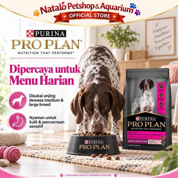 PRO PLAN Sensitive Skin Stomach 12KG Medium & Large Breed Adult Dog Food / Salmon & Mackerel Formula - Makanan Anjing Dewasa PROPLAN Ras Sedang Besar untuk Kulit dan Pencernaan 12 KG - gambar 5