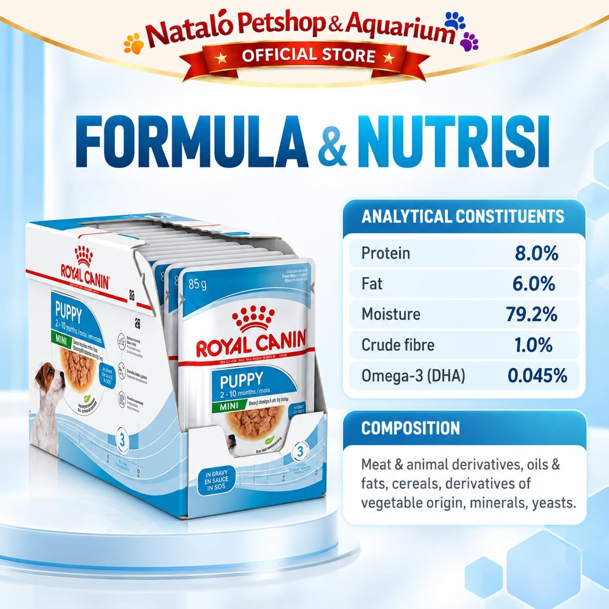 Royal Canin Mini Puppy Pouch Dog Wet Food 1 BOX isi (12pcs X 85gr) - Makanan Basah Saset Anak Anjing - gambar 5