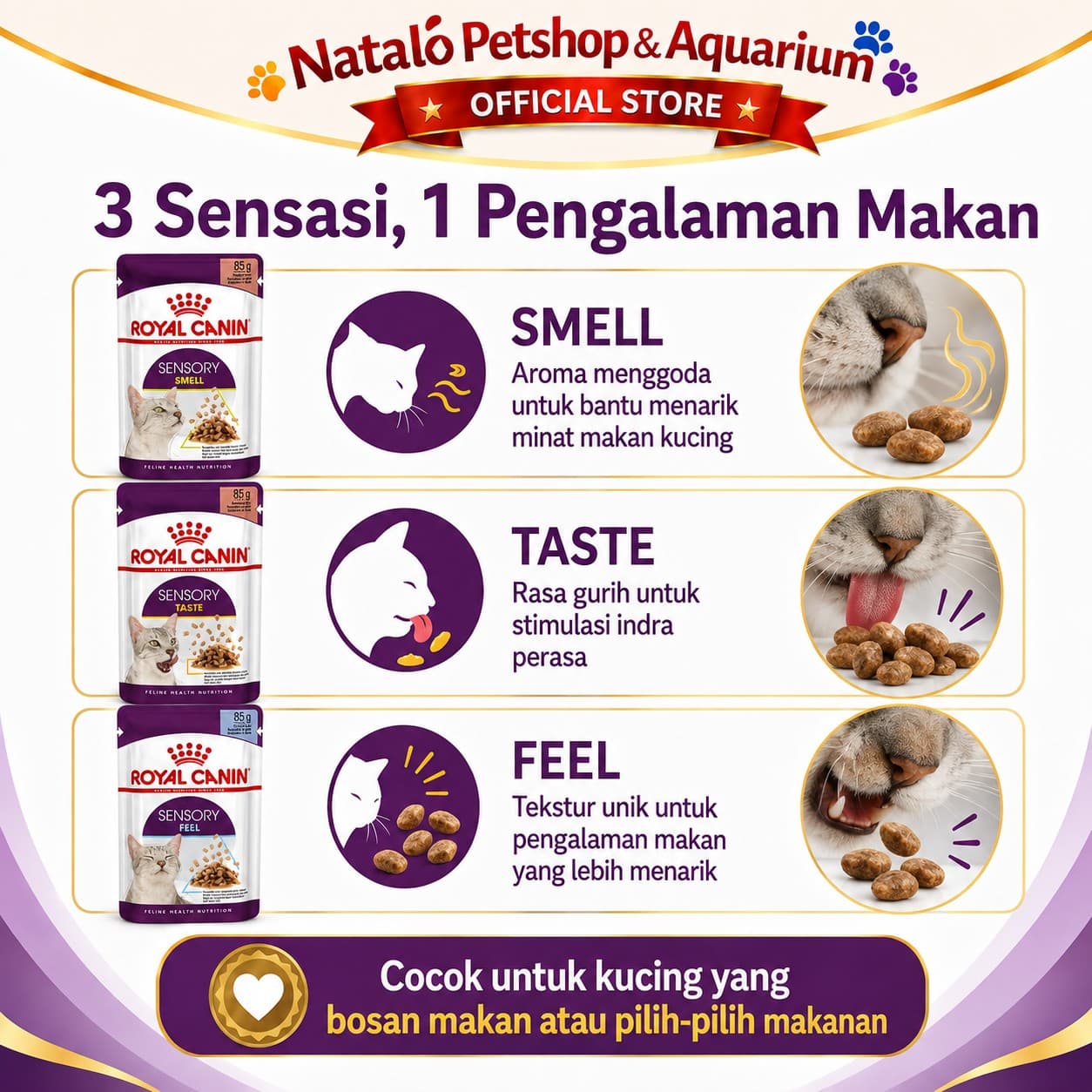 Royal Canin Sensory Wet Food Pouch Taste Feel Smell 85GR - Makanan Basah Saset Kucing 85 GR - gambar 2