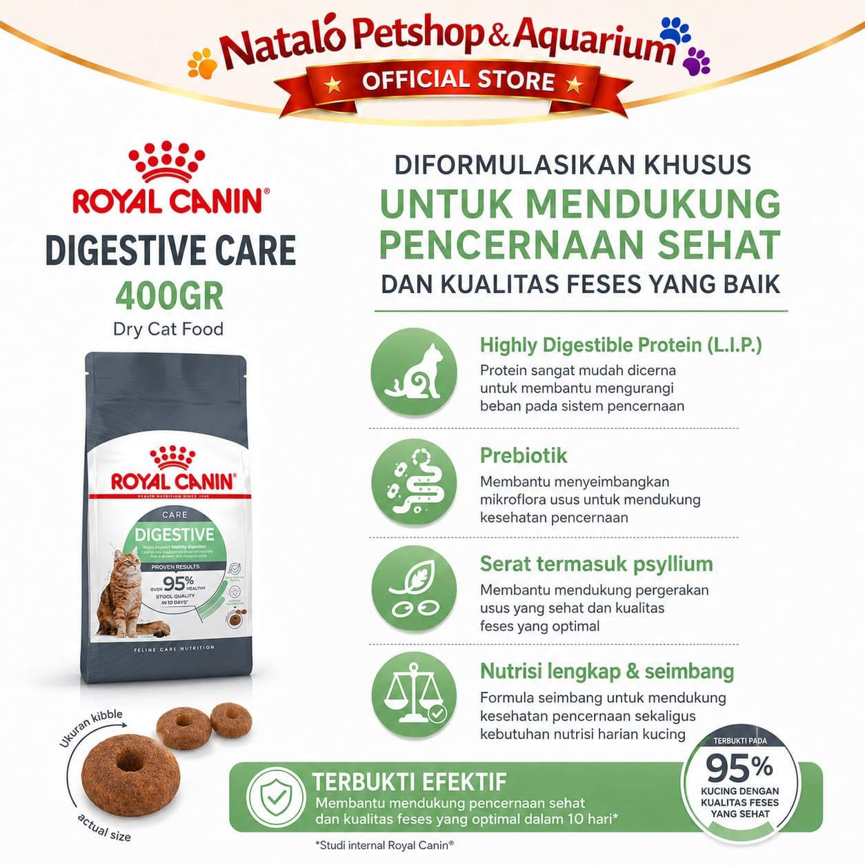 Royal Canin Digestive Care Dry Cat Food 400GR - Makanan Kucing Dewasa untuk Pencernaan 400 GR - gambar 4