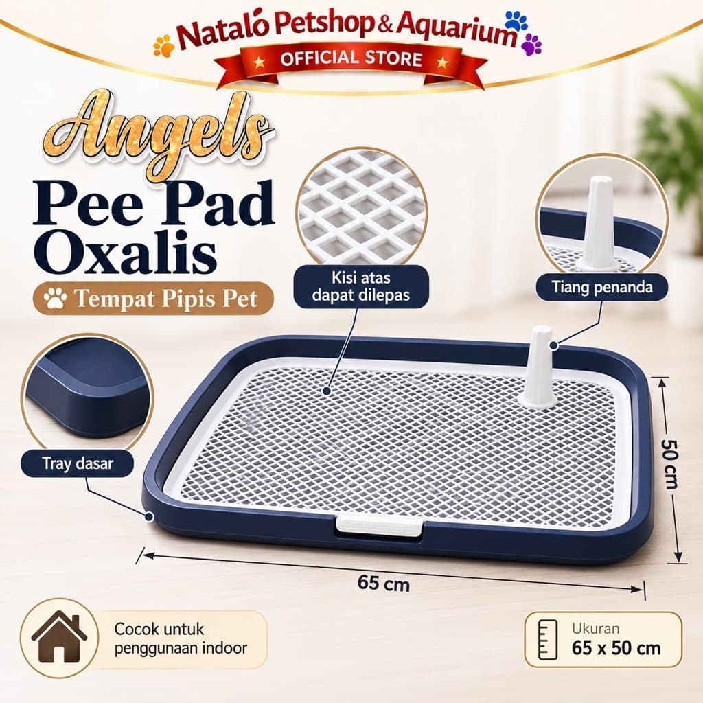 Angels PEE PAD OXALIS - Tempat Pipis Anjing Dog Puppy Training 65x50cm dengan Corong Mudah Dibersihkan & Kaki Tetap Kering - gambar 4
