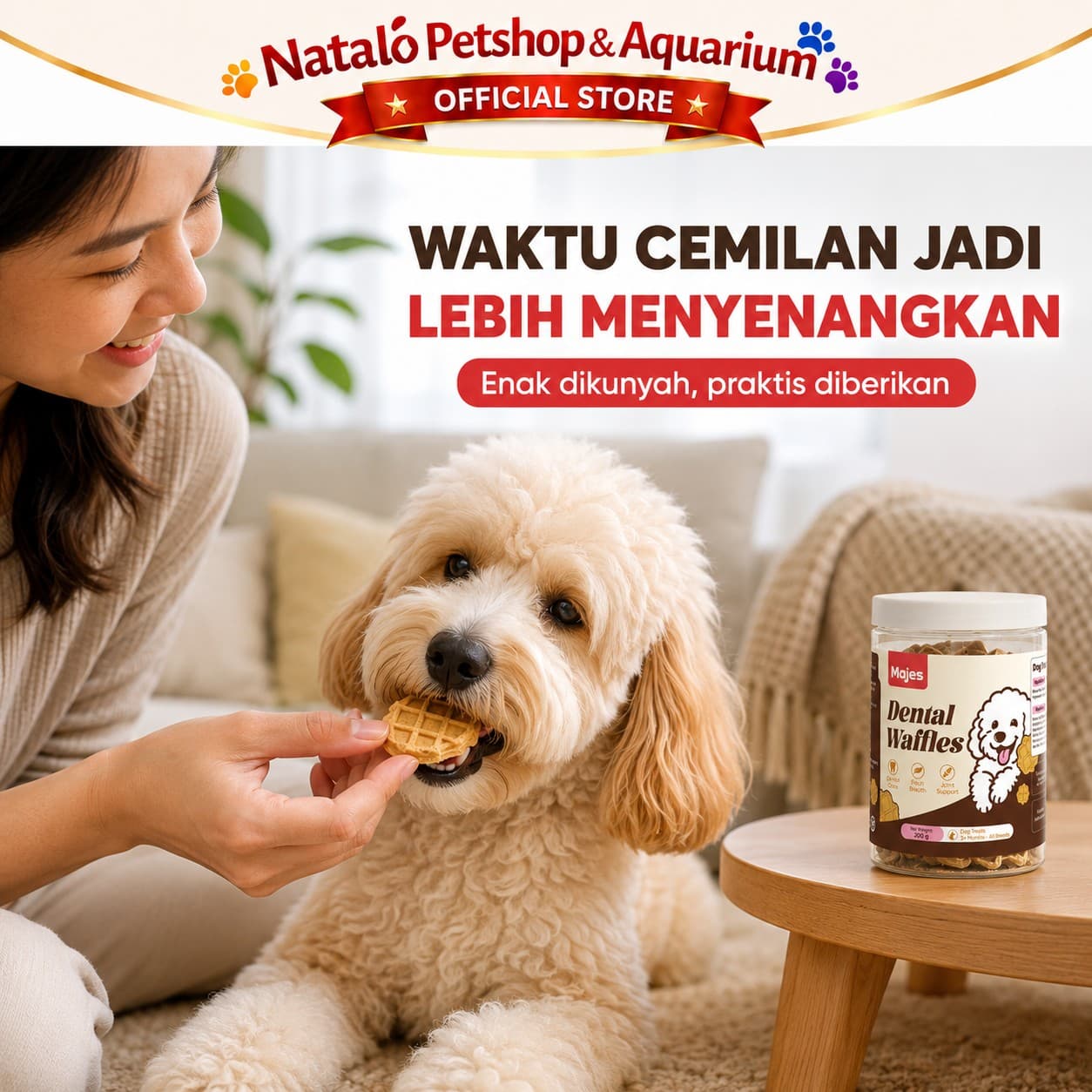 Majes Dental Waffles 200GR for Puppy and Adult Dog - Dental Biscuit - Snack Karang Gigi untuk Anak dan Anjing Dewasa 200 GR - gambar 5