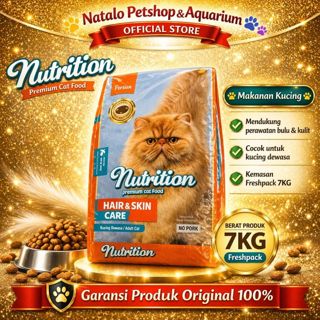 Nutrition Premium Cat Food Hair & Skin Care 7 KG - Makanan Kucing Dewasa untuk Bulu dan Kulit 7KG - gambar 1