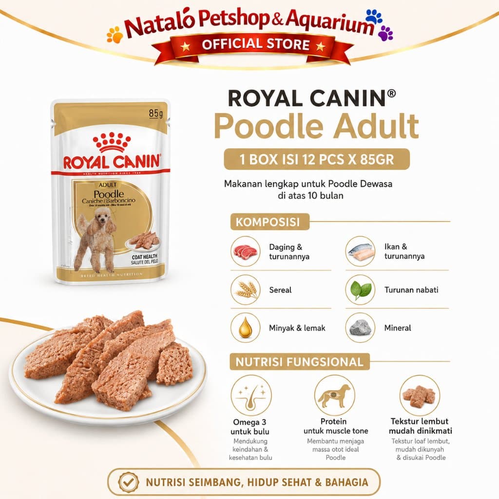 Royal Canin Adult Poodle Pouch Wet Food 1 BOX isi (12pcs X 85gr) - Makanan Basah Saset Ras Pudel - gambar 4