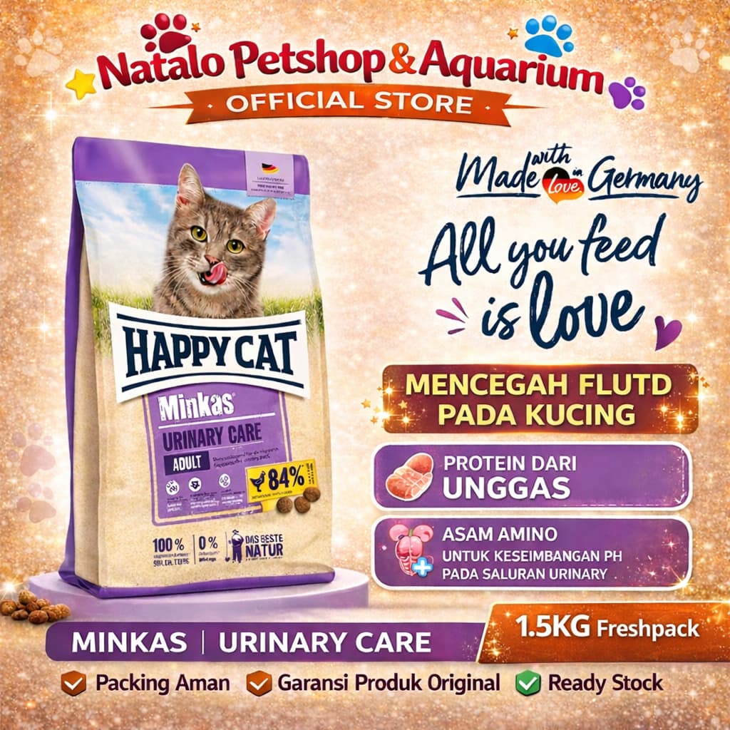 Happy Cat Minkas Urinary Care 1.5 KG - Makanan Kering Kucing Dewasa untuk Pencegahan FLUTD 1.5KG