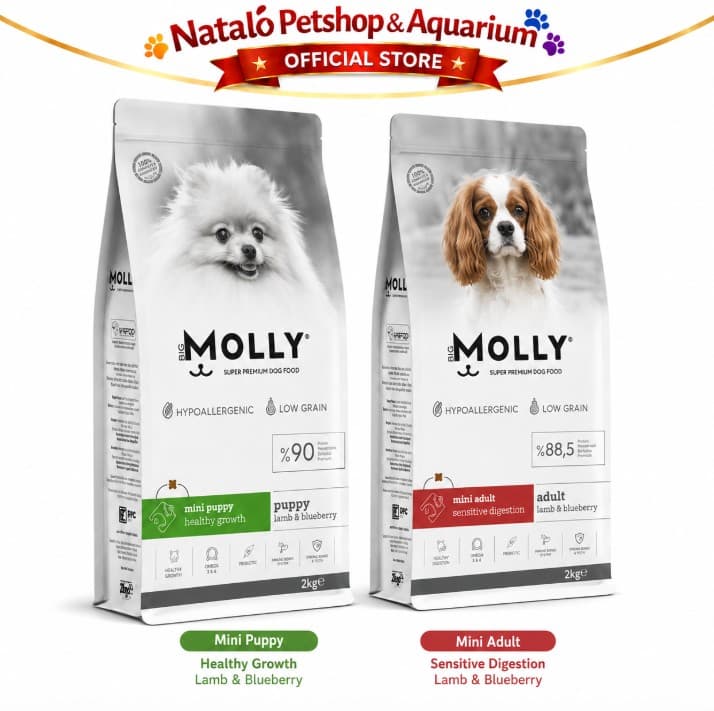 Molly Dog Food 2KG Super Premium Mini Adult / Puppy Lamb Dry Kibble Makanan Anjing Kering untuk Anak dan Dewasa ras Kecil Small Breed rasa Domba 2 KG - gambar 6