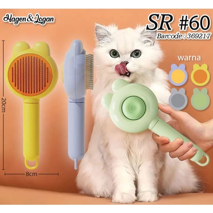 Sisir Slicker Automatic SR 60 Hewan Kucing Anjing Kelinci Pet Brush Cat Dog Otomatis warna random - gambar 1