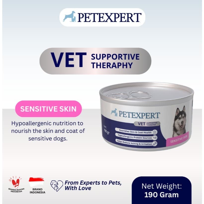 Pet Expert SENSITIVE SKIN for DOG 190GR - Vet Supportive Therapy Treatment / Makanan Basah kaleng Kulit Sensitif untuk Anjing - gambar 1