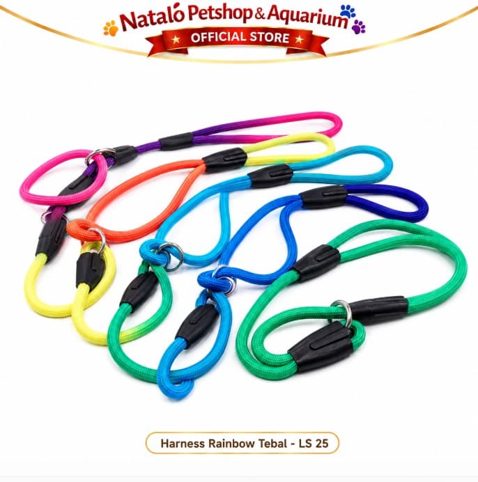 Harness Rainbow ikat Leher/Tali tuntun Kucing/Anjing/Kelinci Tebal Berkualitas - gambar 6