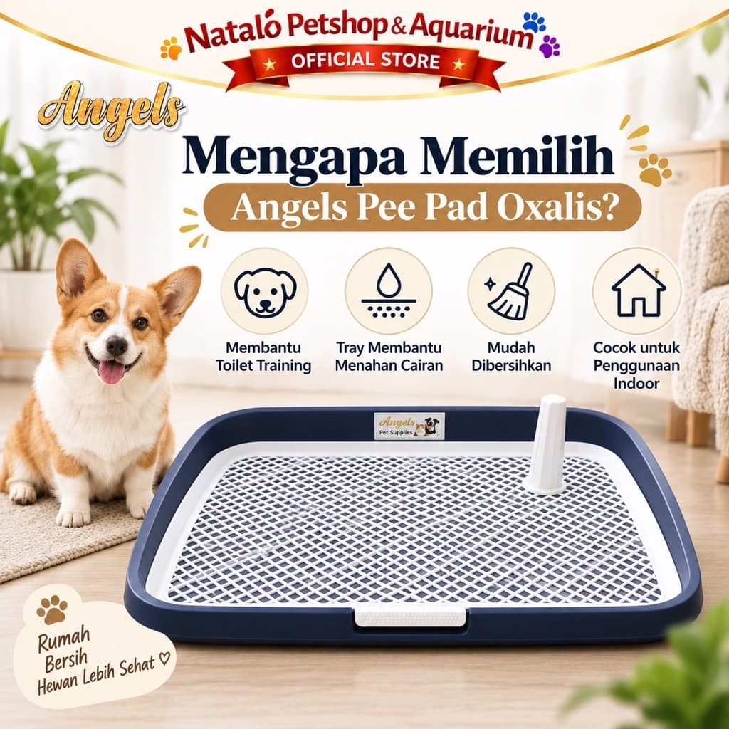 Angels PEE PAD OXALIS - Tempat Pipis Anjing Dog Puppy Training 65x50cm dengan Corong Mudah Dibersihkan & Kaki Tetap Kering - gambar 2
