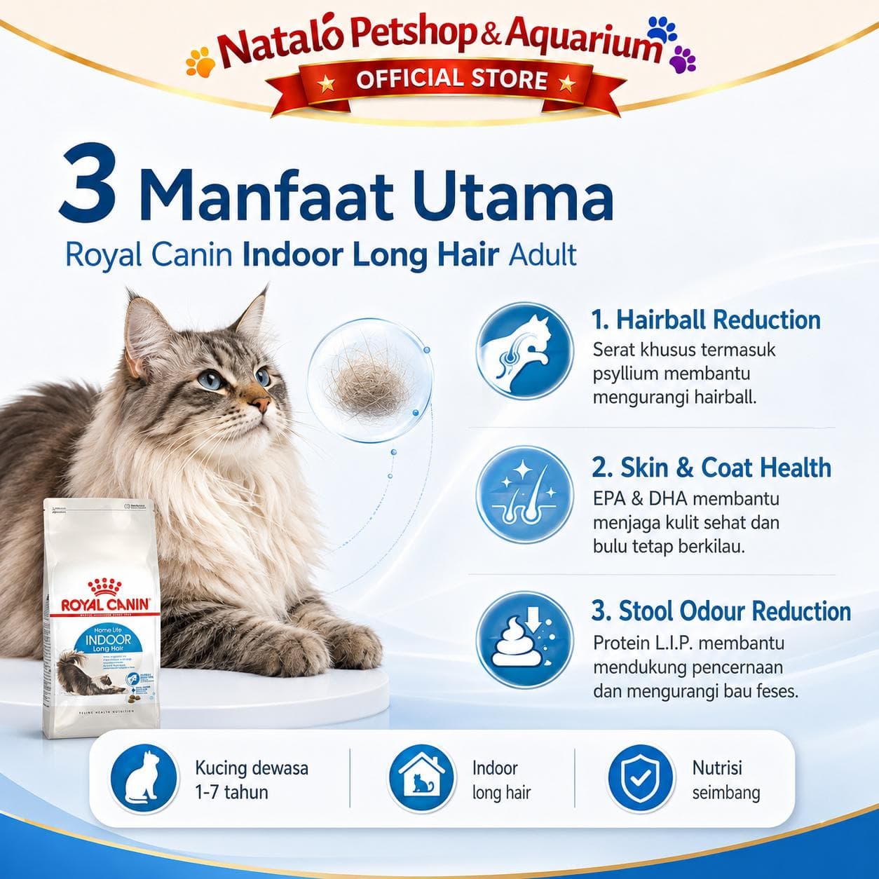 Royal Canin Home Life Indoor Long Hair 4KG Adult Cat Food Longhair - Makanan Kucing Dewasa Bulu Panjang dalam Rumah 4 KG - gambar 2