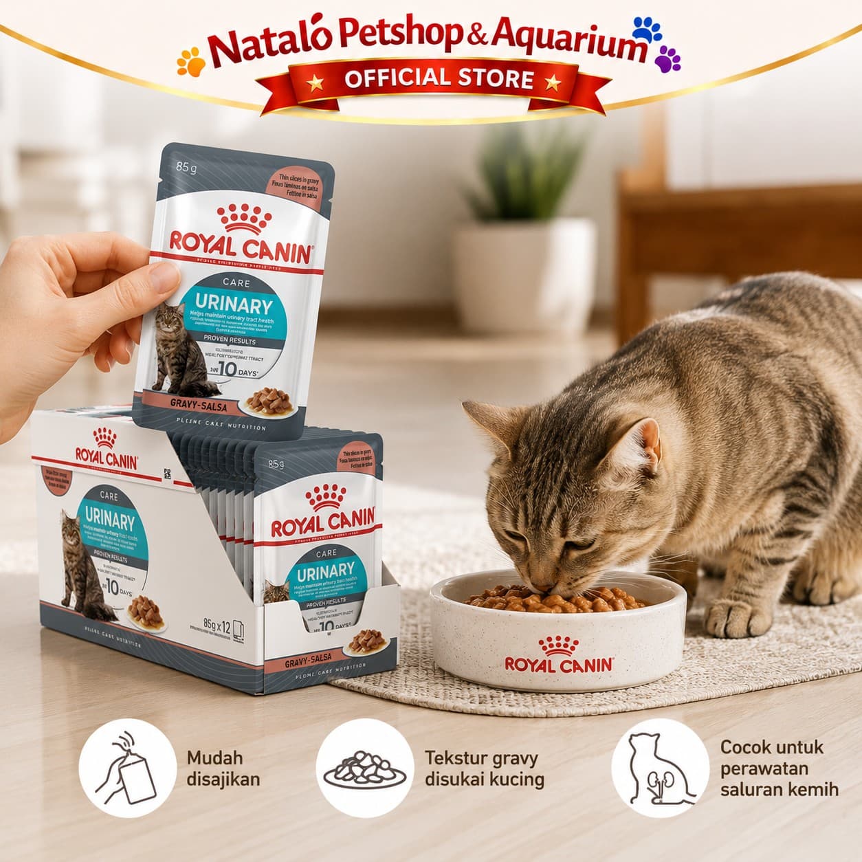 Royal Canin Urinary Care Pouch Wet Food 1 BOX isi (12pcs X 85gr) - Makanan Basah Saset Kucing Sachet - gambar 5