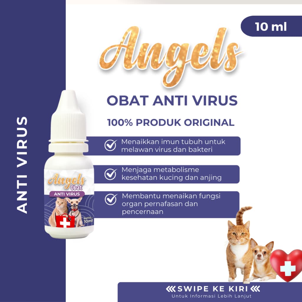 Angels Obat Anti Virus 10ML Untuk Kucing & Anjing Anti Virus & Bakteri - Menaikkan imun tubuh - gambar 1