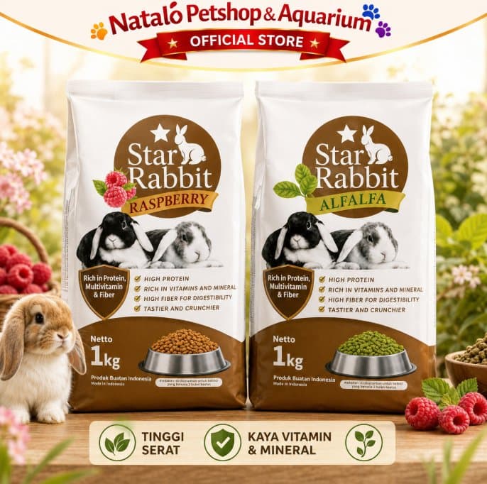 Star Rabbit 1KG - Pelet Bunny Makanan Kelinci Alfafa- Raspberry 1 KG