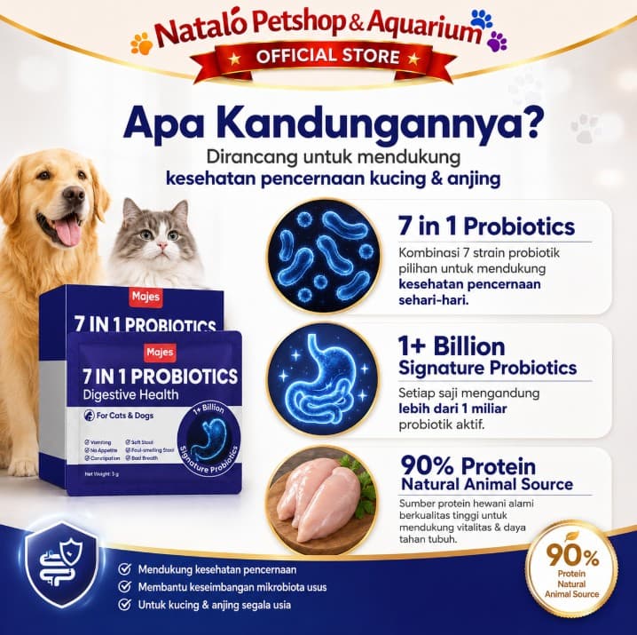 Majes 7-IN-1 7in1 Probiotics Powder Digestive Health Cat and Dog Supplements - Vitamin Pencernaan - gambar 4