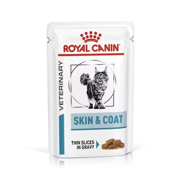 Royal Canin Vet Skin & Coat 85GR Pouch - Makanan Basah Kucing Kesehatan kulit sensitive sensitive Wet Cat Food Saset Sachet - gambar 1
