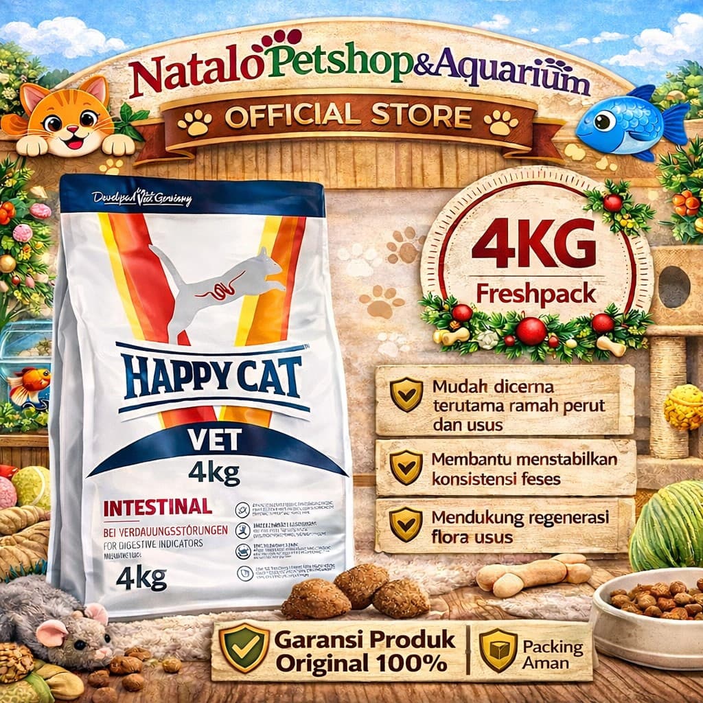 Happy Cat Vet Adult Intestinal 4 KG - Makanan Kucing Dewasa Khusus Pencernaan Diare Mencret Gastro 4KG - gambar 1