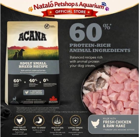Acana Small Breed Adult Grain Free 2KG Dry Dog Food - Makanan Kering Anjing Dewasa Ras Kecil Tinggi Protein - High Protein Mini Super Premium 2 KG - gambar 2