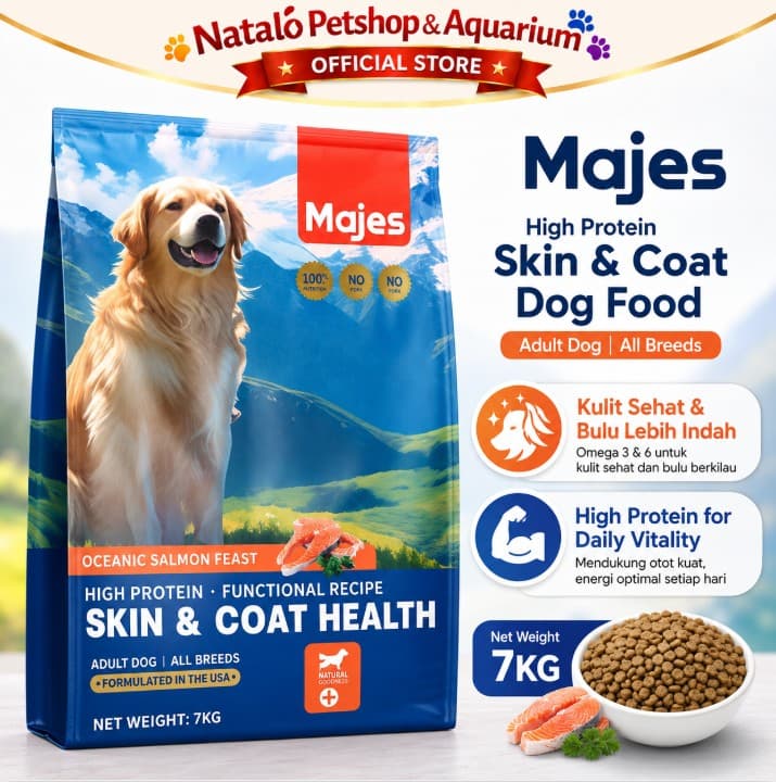 MAJES High Protein Skin & Coat Health Oceanic Salmon Feast Adult Dog Food 7 KG - Makanan Anjing Dewasa Freshpack 7KG - gambar 1