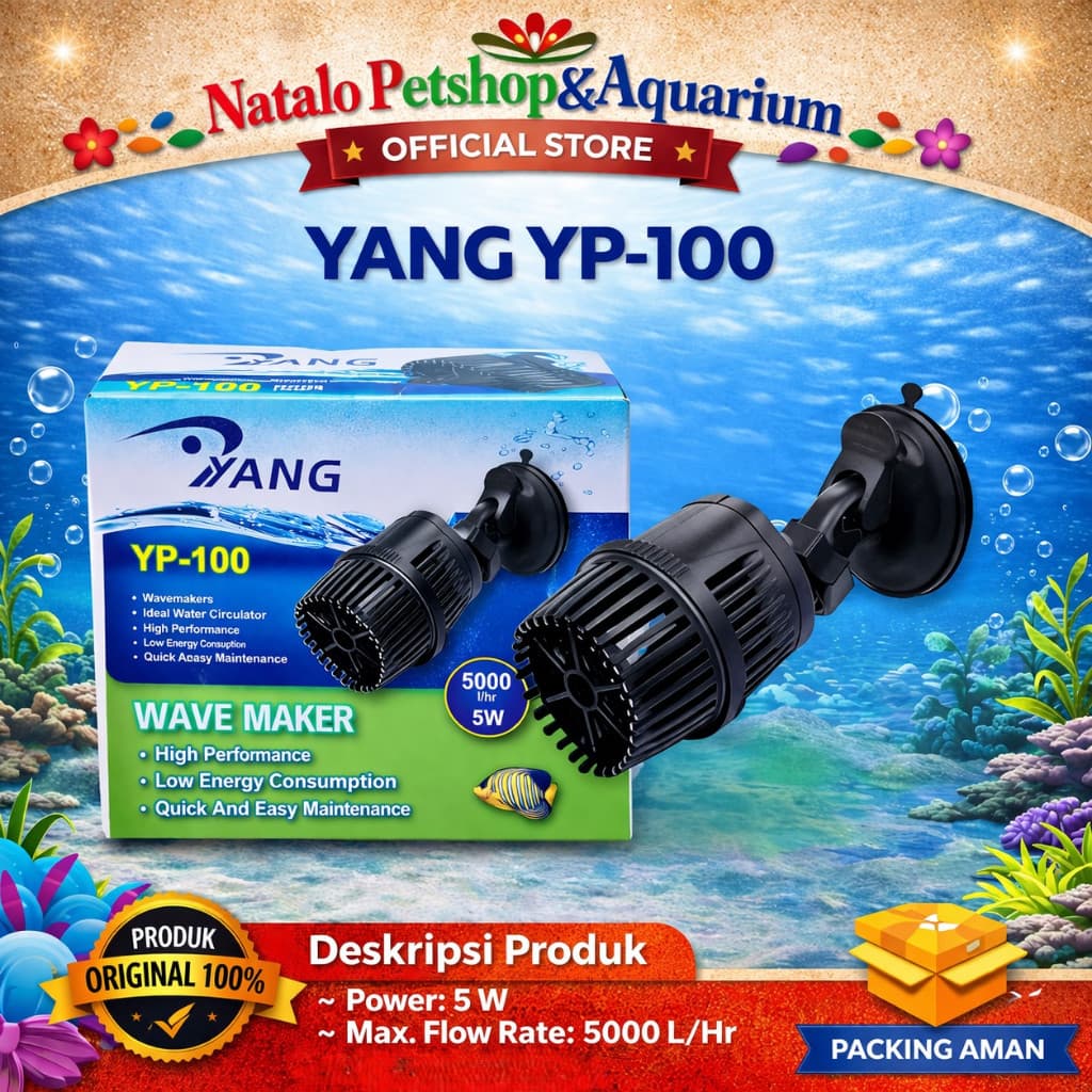 YANG YP-100 Wave Maker - Mesin YP 100 Pembuat Arus Ombak Air Aquarium Kolam Aquascape - gambar 1
