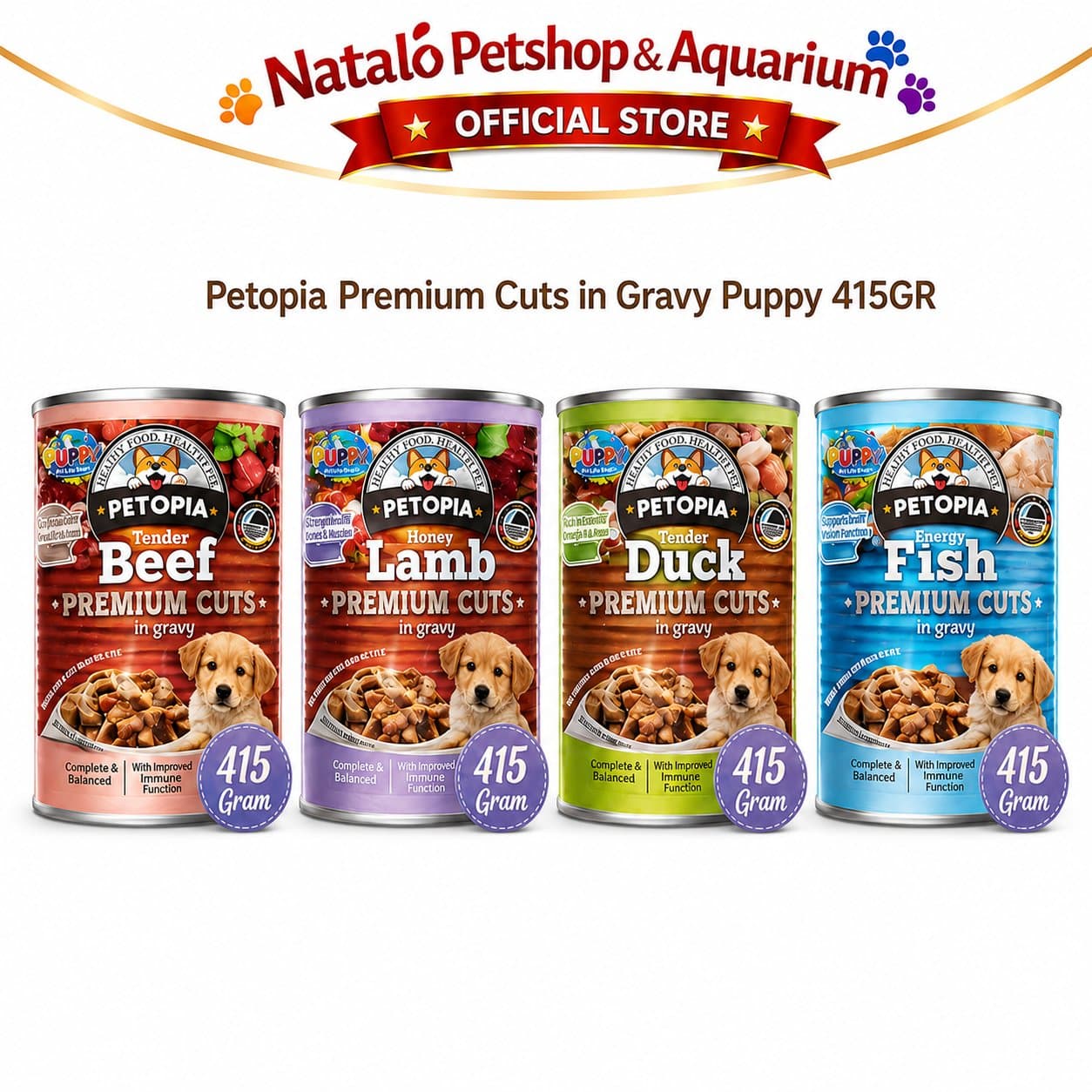 Petopia Premium Cuts in Gravy Puppy 415GR Dog Wet Food - Makanan Basah Kaleng Anjing 415 GR Premium - gambar 6