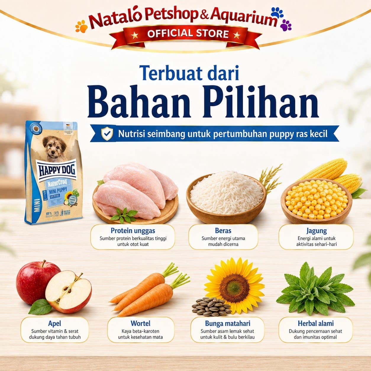 Happy Dog NaturCroq Mini Puppy 4KG Small Breed Dog - Makanan Anak Anjing Ras Mini Kecil 4 KG - gambar 4