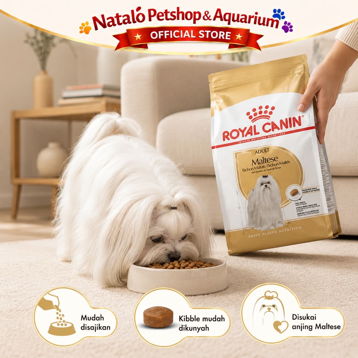Royal Canin Maltese Adult 1.5KG - Makanan Anjing Ras Dewasa Maltis 1.5 KG - gambar 5