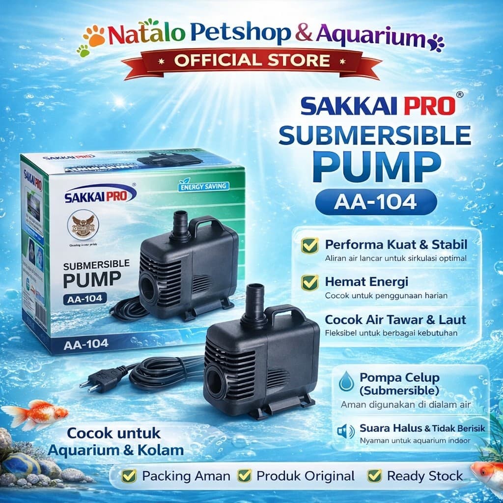 Sakkai Pro AA 104 Submersible Pump - Mesin Pompa Celup Aquarium Kolam Hidroponik AA-104 - gambar 1