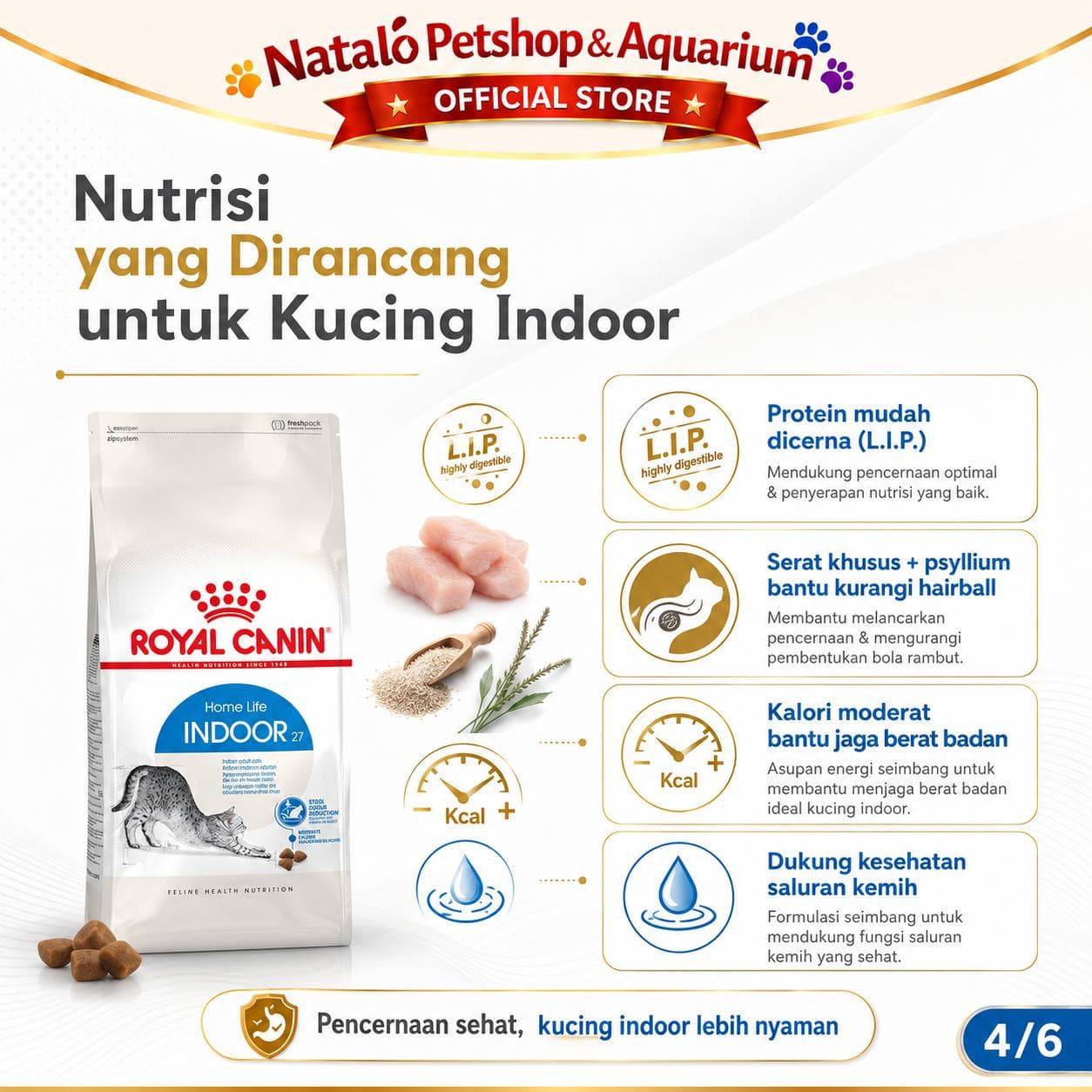 Royal Canin Home Life Indoor 27 Dry Cat Food 2KG - Makanan Kering Kucing Dewasa dalam Rumah 2 KG - gambar 4